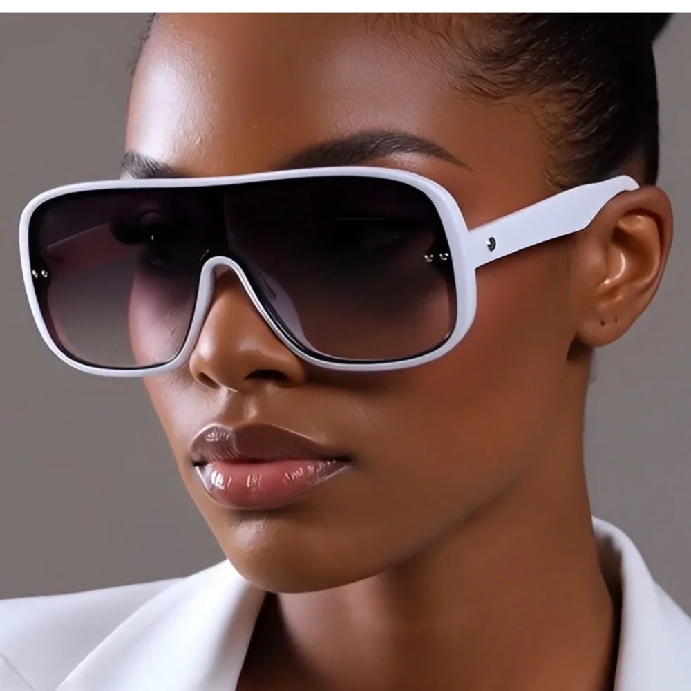 Oversized Shield Sunglasses White Frame Fashion‎ Visor Sun Glasses Women Men New